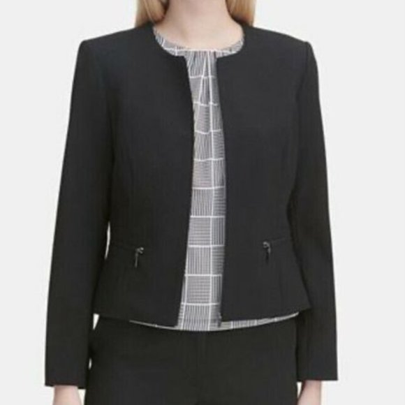 calvin klein collarless blazer
